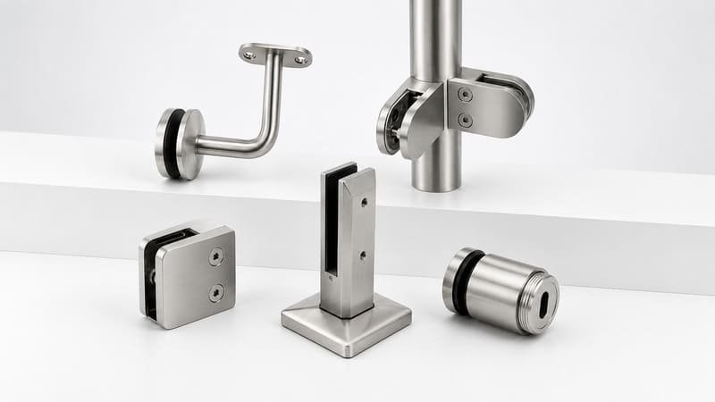 Glass balustrade spigots clamps and connectors