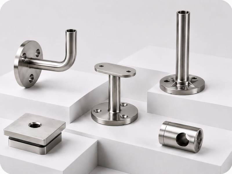 Stainless steel railing posts and system components