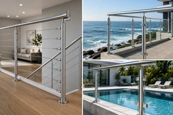 stainless steel railing system components for glass cable and tube railing