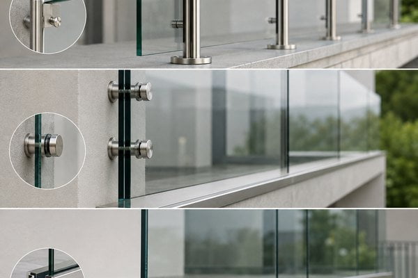 glass balustrade hardware system with glass thickness and mounting method