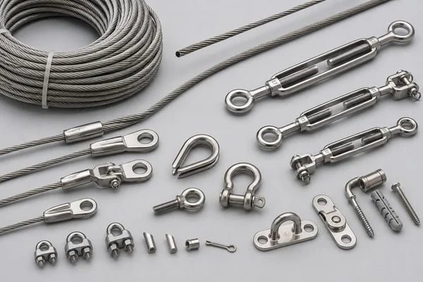 complete wire rope system with terminals tensioners cables and fixings