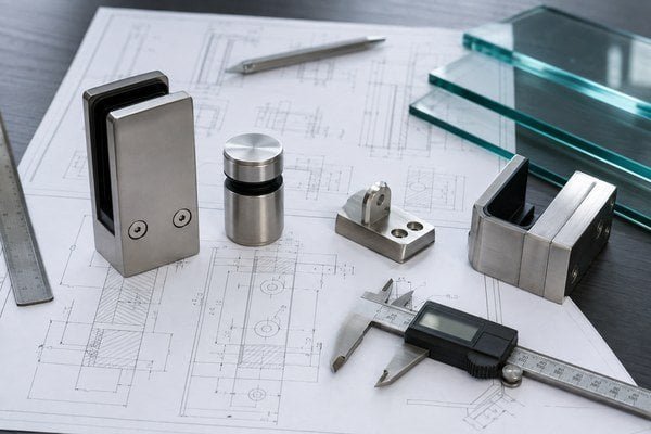 custom glass balustrade hardware drawing confirmation