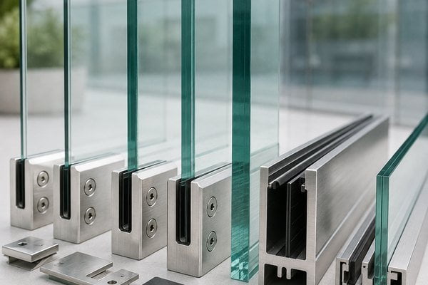 glass balustrade hardware matched to glass thickness and mounting method