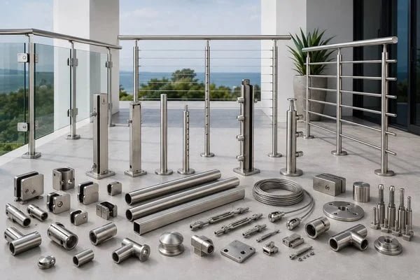 304 and 316 stainless steel railing system components for different environments