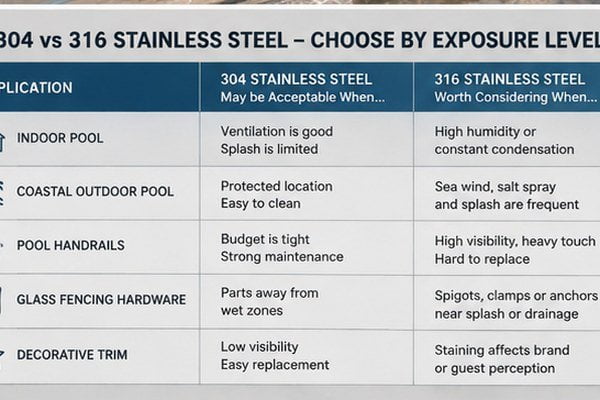 316 stainless steel pool handrails and ladders for coastal projects