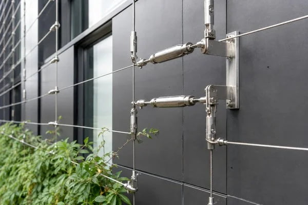 cable trellis hardware anchorage details for commercial facade