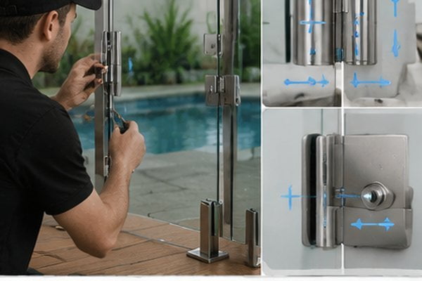 pool fence hardware compatibility between spigots hinges and latches