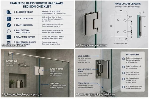 frameless shower hardware supplier confirmation process