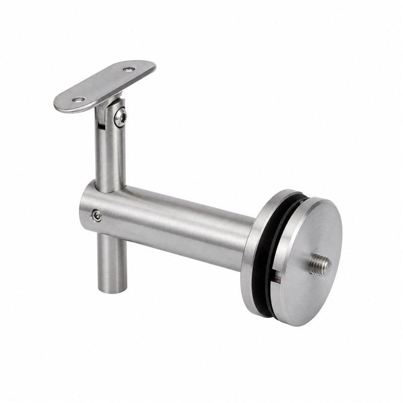 Pivoting Glass Handrail Bracket — Reference silver appearance — SSR-001