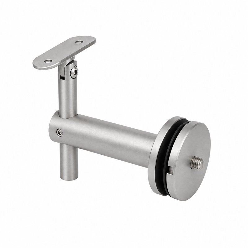 Pivoting Glass Handrail Bracket — Matte silver appearance concept — SSR-002