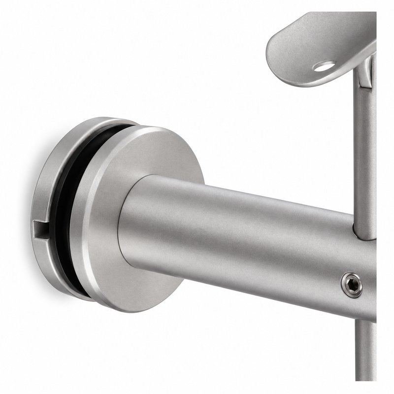 Pivoting Glass Handrail Bracket — Matte silver appearance concept — SSR-002
