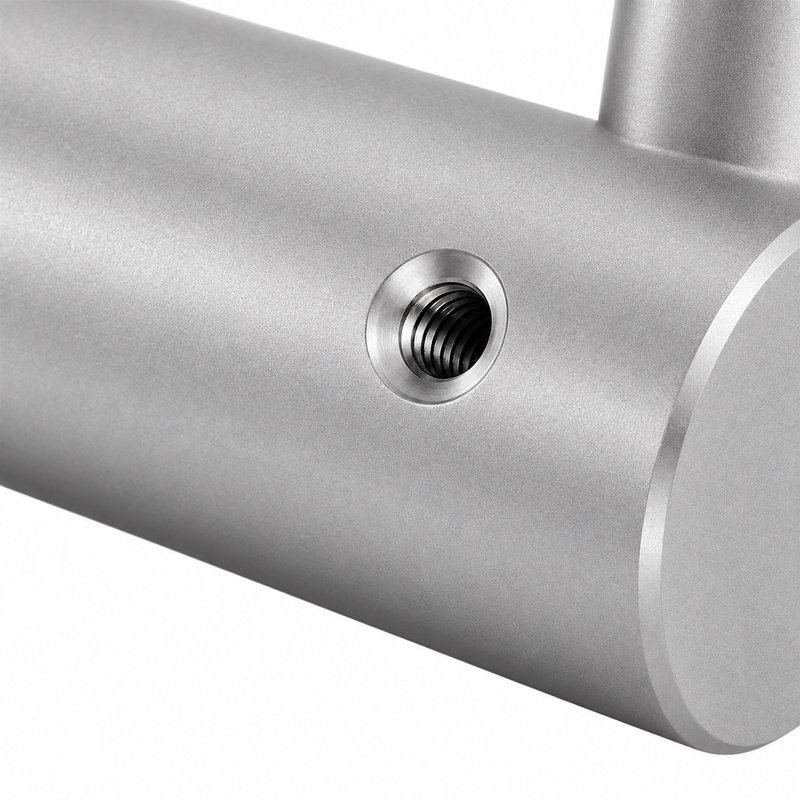 Pivoting Glass Handrail Bracket — Matte silver appearance concept — SSR-002