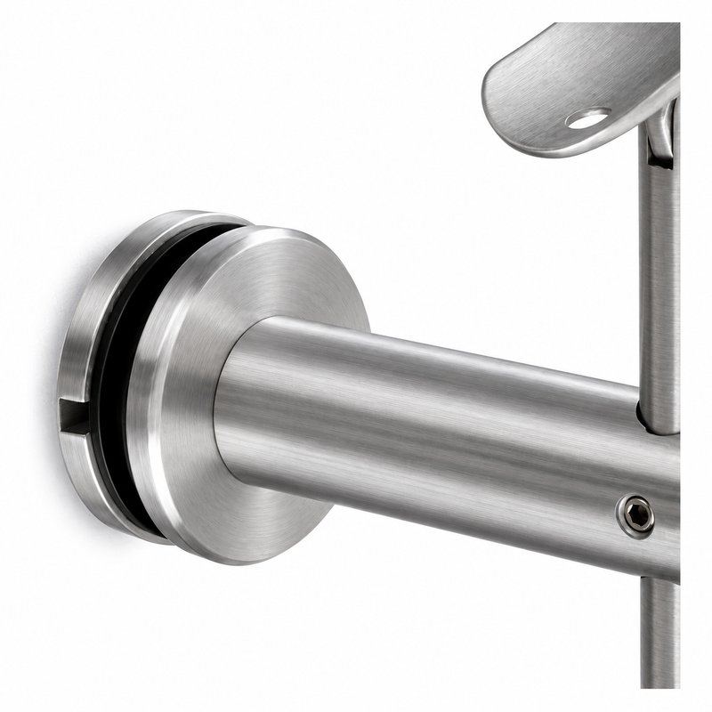 Pivoting Glass Handrail Bracket — Fine-brushed silver appearance concept — SSR-003