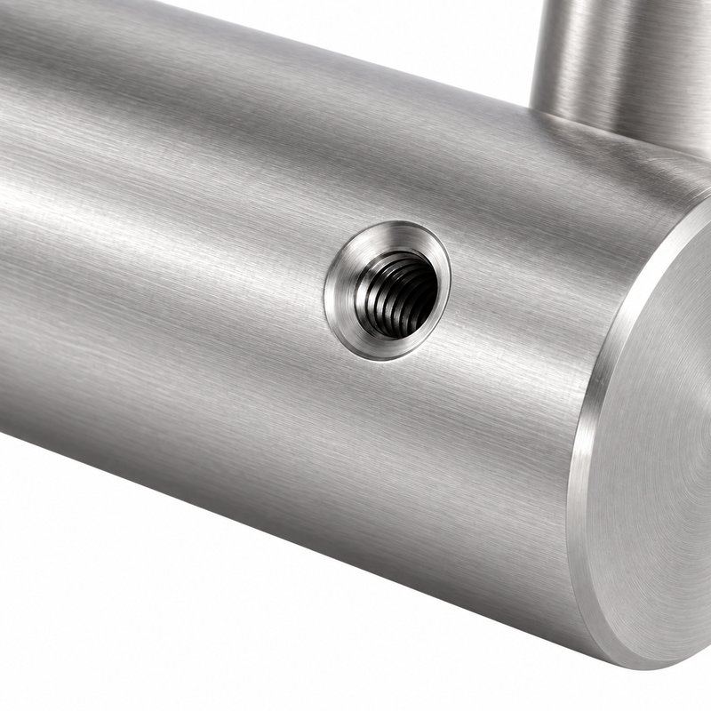 Pivoting Glass Handrail Bracket — Fine-brushed silver appearance concept — SSR-003