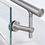 Pivoting Glass Handrail Bracket — Fine-brushed silver appearance concept — SSR-003