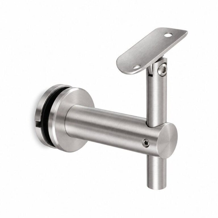 Pivoting Glass Handrail Bracket — Satin silver appearance concept — SSR-005