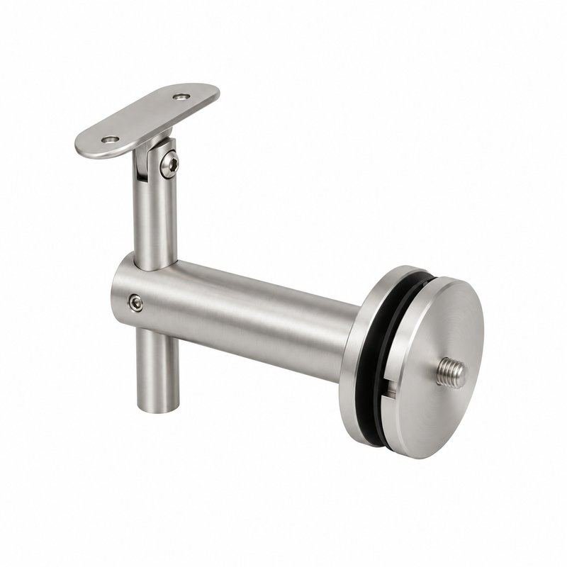 Pivoting Glass Handrail Bracket — Satin silver appearance concept — SSR-005