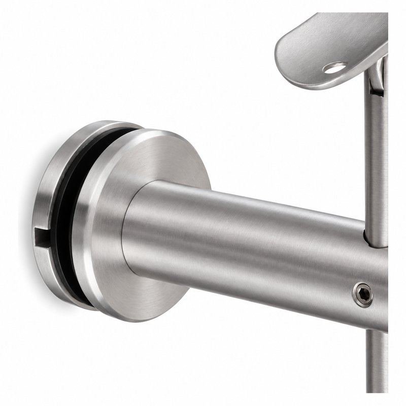 Pivoting Glass Handrail Bracket — Satin silver appearance concept — SSR-005