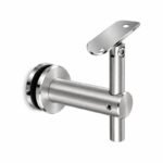 Pivoting Glass Handrail Bracket — Satin silver with bright-edge appearance concept