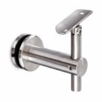 Pivoting Glass Handrail Bracket — Satin silver with bright-edge appearance concept