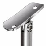 Pivoting Glass Handrail Bracket — Satin silver with bright-edge appearance concept