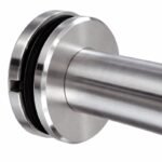 Pivoting Glass Handrail Bracket — Satin silver with bright-edge appearance concept