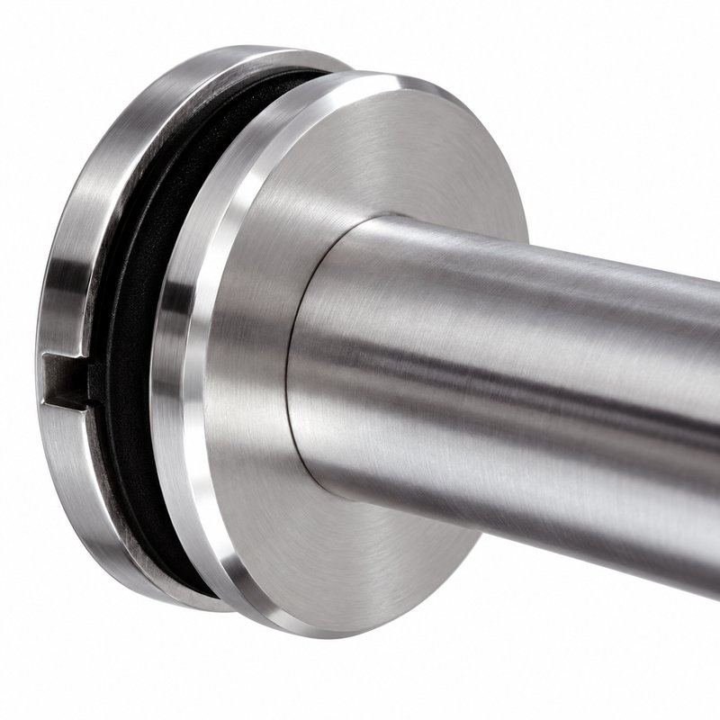 Pivoting Glass Handrail Bracket — Satin silver with bright-edge appearance concept