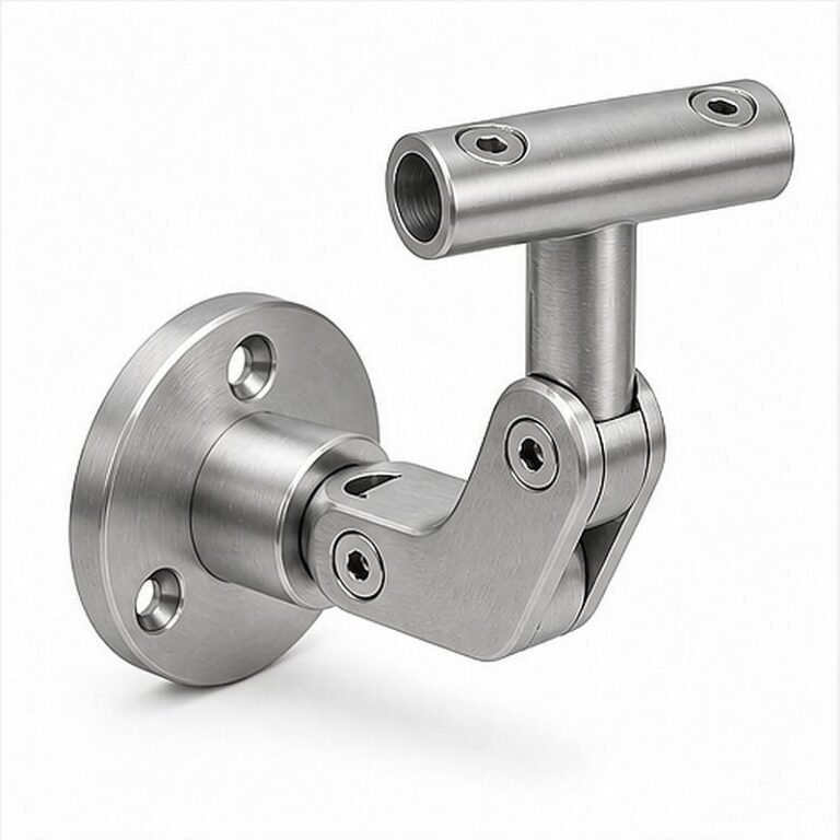 Articulated Wall Handrail Sleeve Bracket — Reference silver appearance