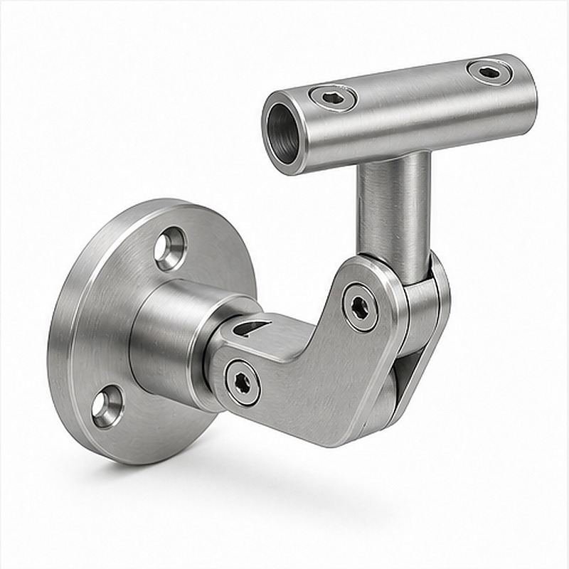 Articulated Wall Handrail Sleeve Bracket — Reference silver appearance