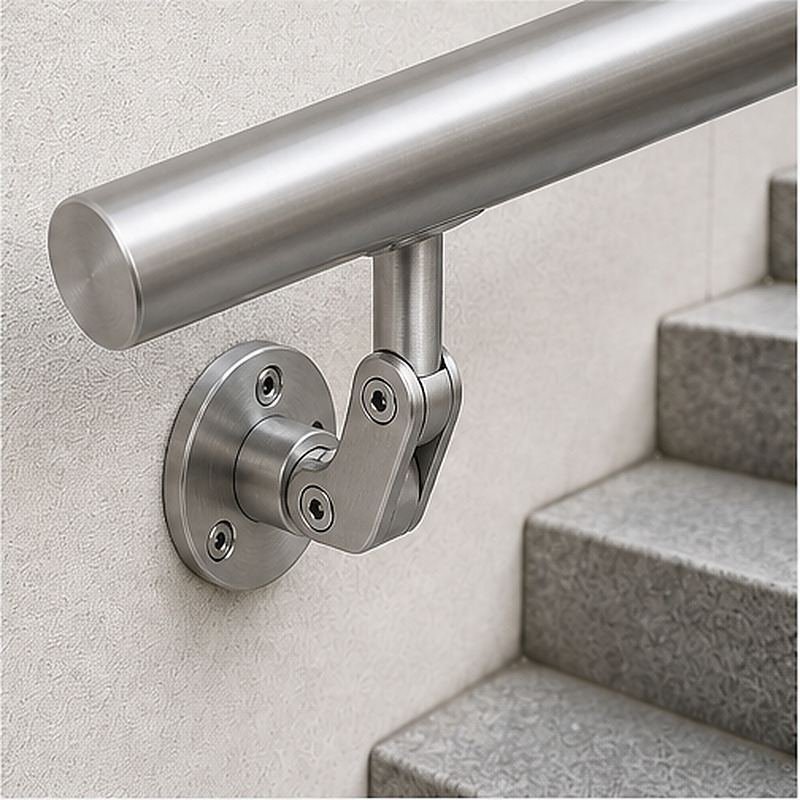 Articulated Wall Handrail Sleeve Bracket — Reference silver appearance