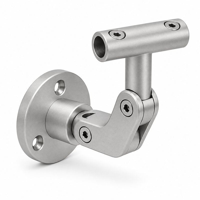 Articulated Wall Handrail Sleeve Bracket — Matte silver appearance concept