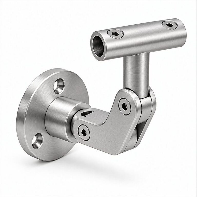 Articulated Wall Handrail Sleeve Bracket — Fine-brushed silver appearance concept