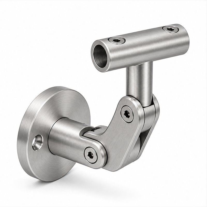 Articulated Wall Handrail Sleeve Bracket — Fine-brushed silver appearance concept