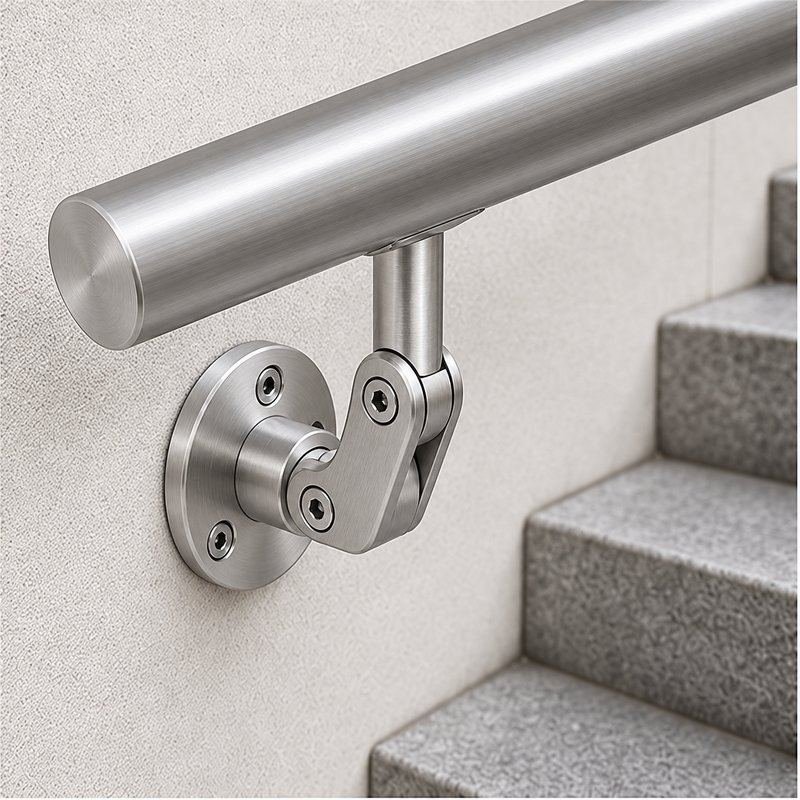 Articulated Wall Handrail Sleeve Bracket — Fine-brushed silver appearance concept