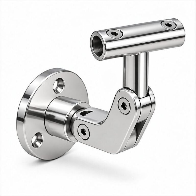 Articulated Wall Handrail Sleeve Bracket — Reflective silver appearance concept