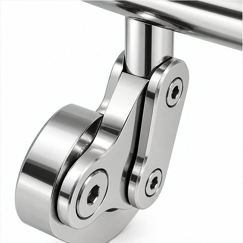Articulated Wall Handrail Sleeve Bracket — Reflective silver appearance concept