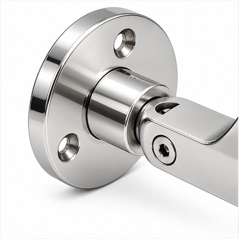 Articulated Wall Handrail Sleeve Bracket — Reflective silver appearance concept