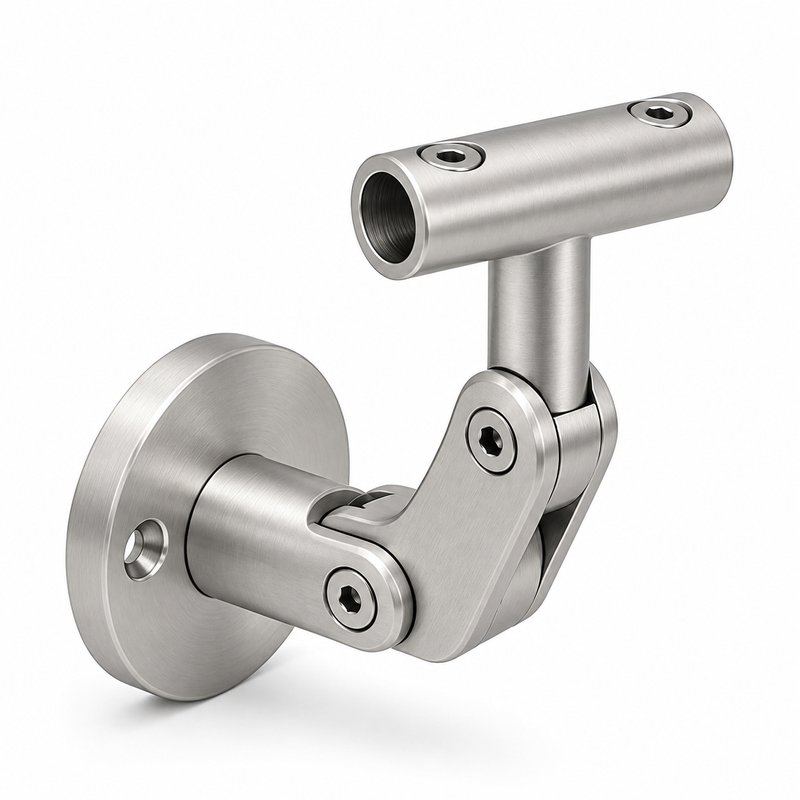 Articulated Wall Handrail Sleeve Bracket — Satin silver appearance concept