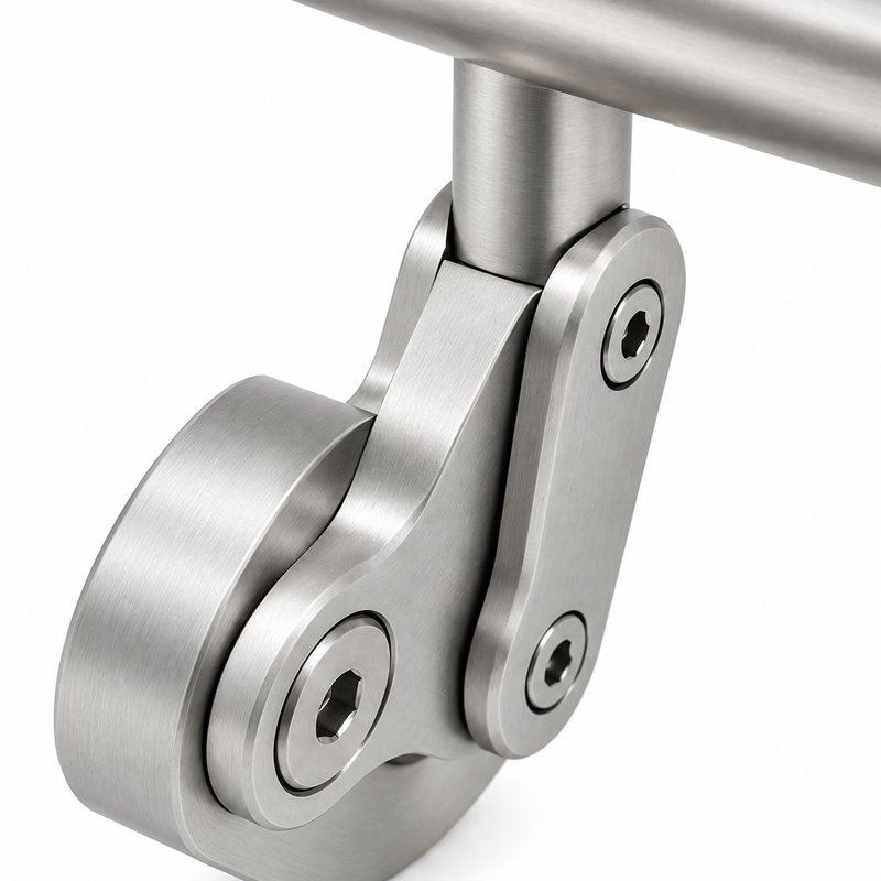 Articulated Wall Handrail Sleeve Bracket — Satin silver appearance concept