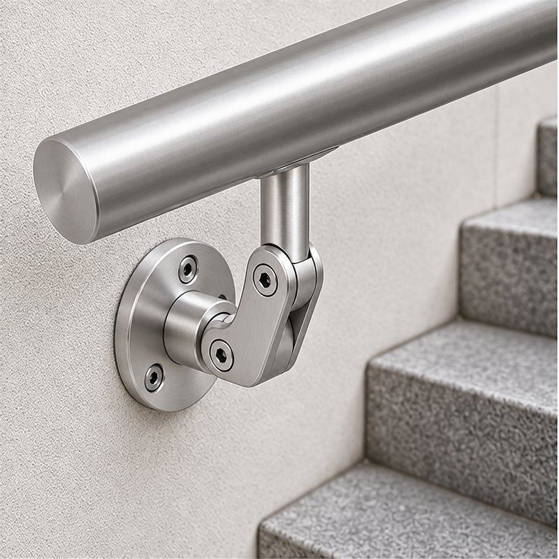 Articulated Wall Handrail Sleeve Bracket — Satin silver appearance concept