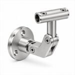 Articulated Wall Handrail Sleeve Bracket — Satin silver with bright-edge appearance concept
