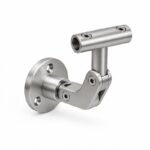 Articulated Wall Handrail Sleeve Bracket — Satin silver with bright-edge appearance concept