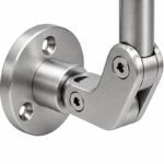 Articulated Wall Handrail Sleeve Bracket — Satin silver with bright-edge appearance concept