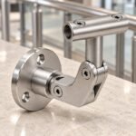Articulated Wall Handrail Sleeve Bracket — Satin silver with bright-edge appearance concept