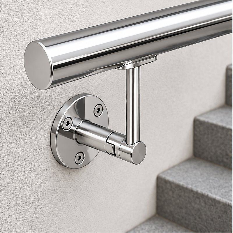 Telescopic Arm Wall Handrail Bracket — Reflective silver appearance concept