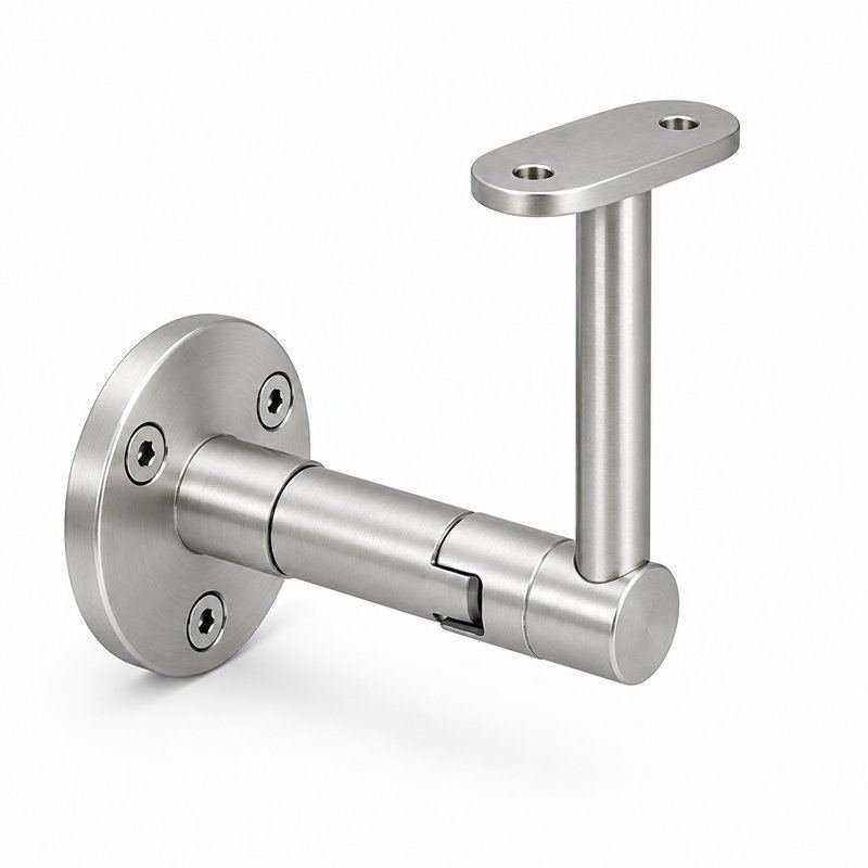 Telescopic Arm Wall Handrail Bracket — Satin silver appearance concept