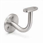Curved Arm Circular Wall Handrail Bracket — Reference silver appearance