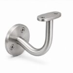 Curved Arm Circular Wall Handrail Bracket — Reference silver appearance
