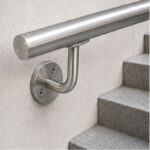 Curved Arm Circular Wall Handrail Bracket — Reference silver appearance