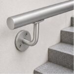 Curved Arm Circular Wall Handrail Bracket — Matte silver appearance concept